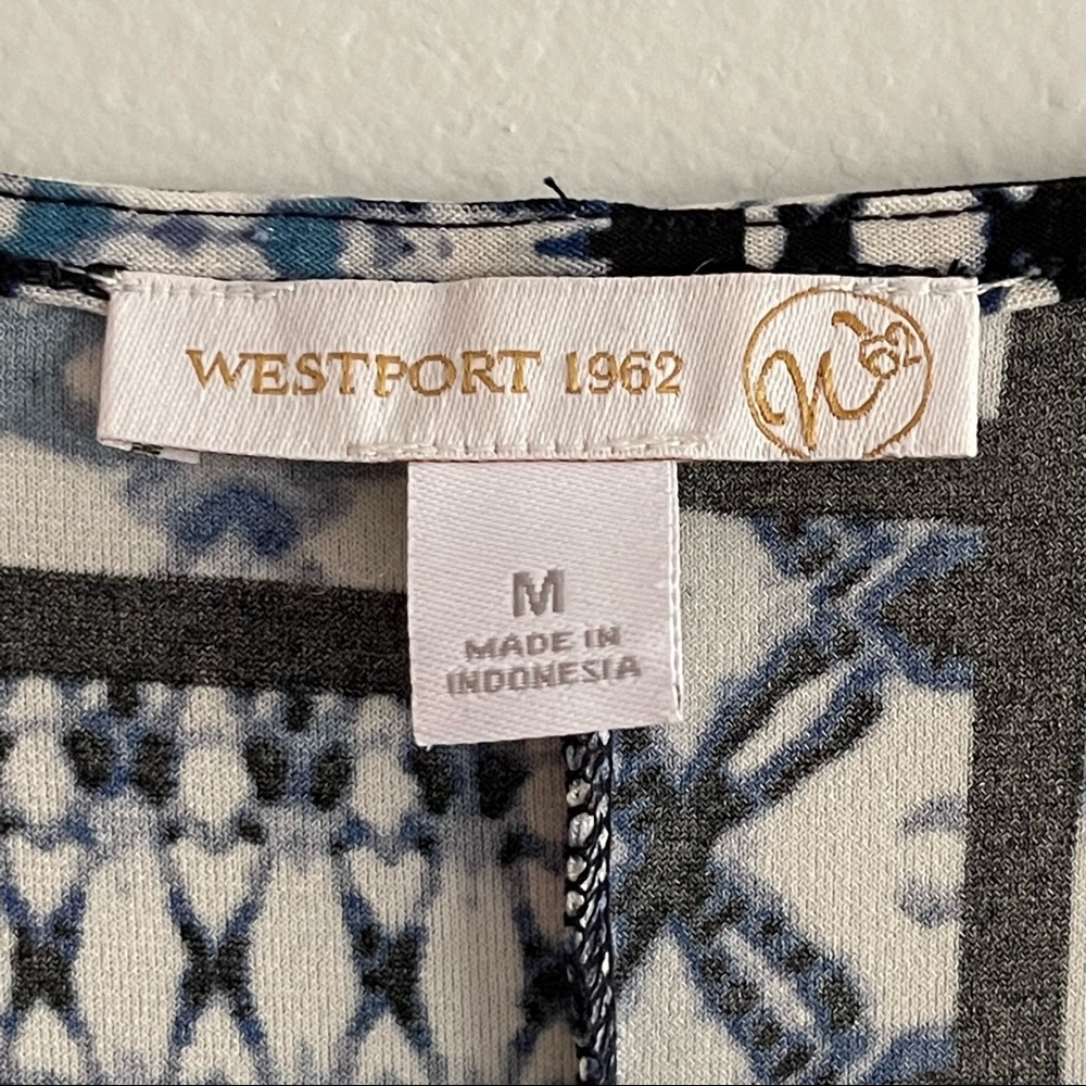 Dress Barn Westport 1962 Blue & White Print Cold Shoulder High Low Dress View 4